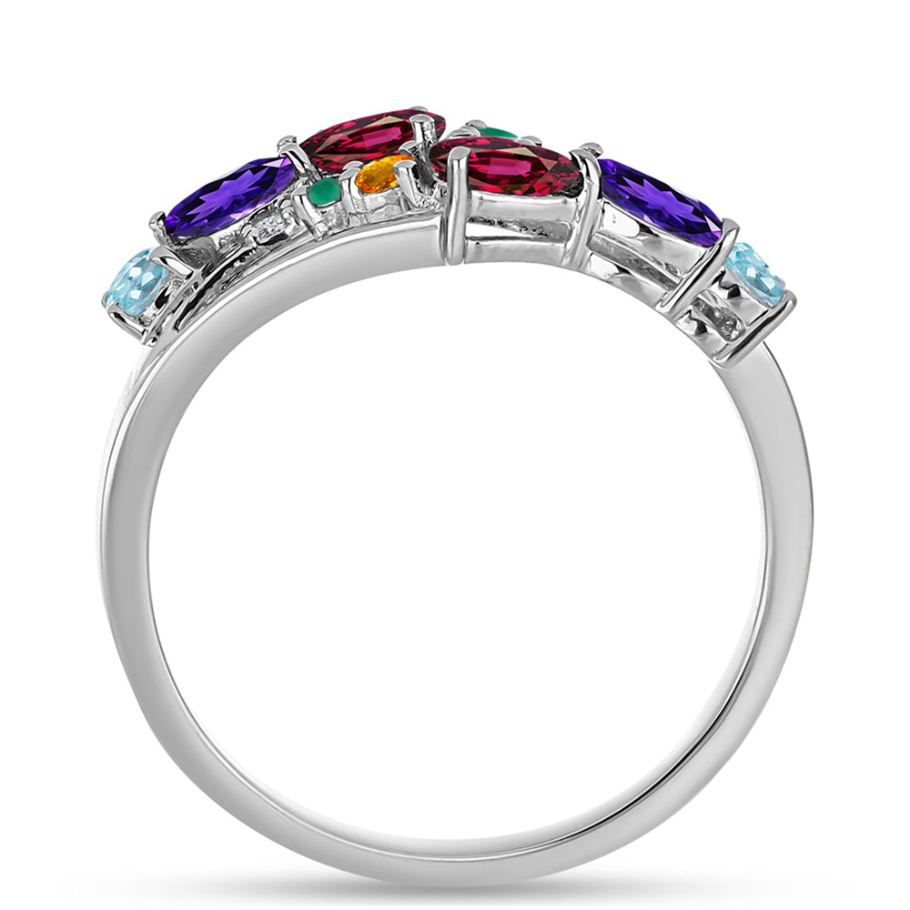 Anillo de Plata con Amatista de Marruecos y Ágata Verde 2 
