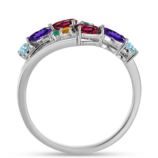 Anillo de Plata con Amatista de Marruecos y Ágata Verde