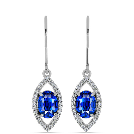 Pendientes de Plata con Zafiro Azul Australiano y Topacio Blanco