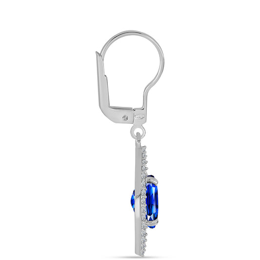 Pendientes de Plata con Zafiro Azul Australiano y Topacio Blanco