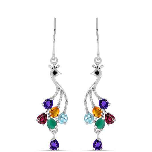 Pendientes de Plata con Amatista de Marruecos y Ágata Verde