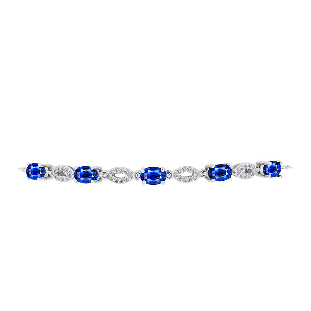 Pulsera de Plata con Zafiro Azul Australiano y Topacio Blanco 2 