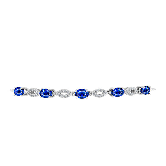 Pulsera de Plata con Zafiro Azul Australiano y Topacio Blanco