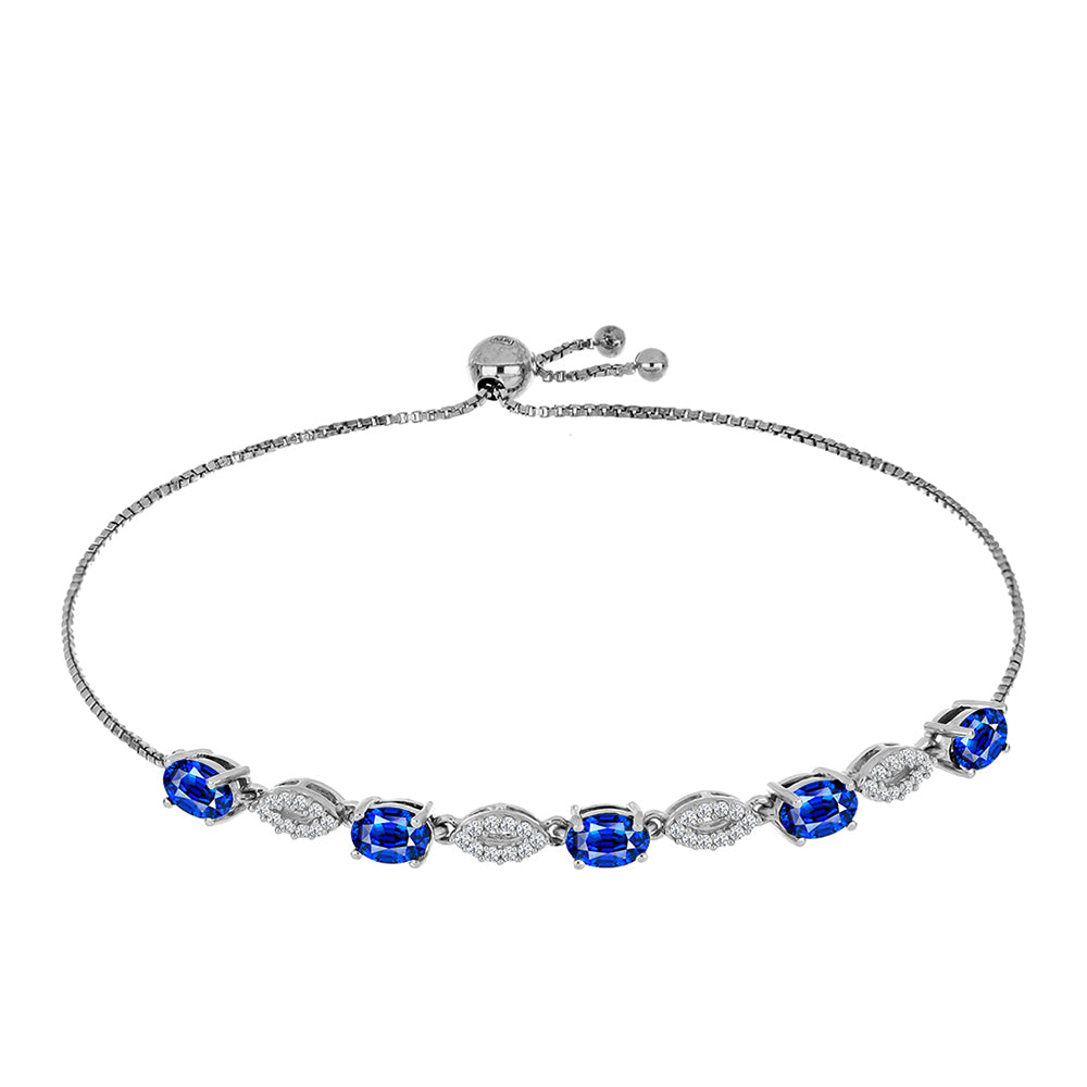 Pulsera de Plata con Zafiro Azul Australiano y Topacio Blanco 1 