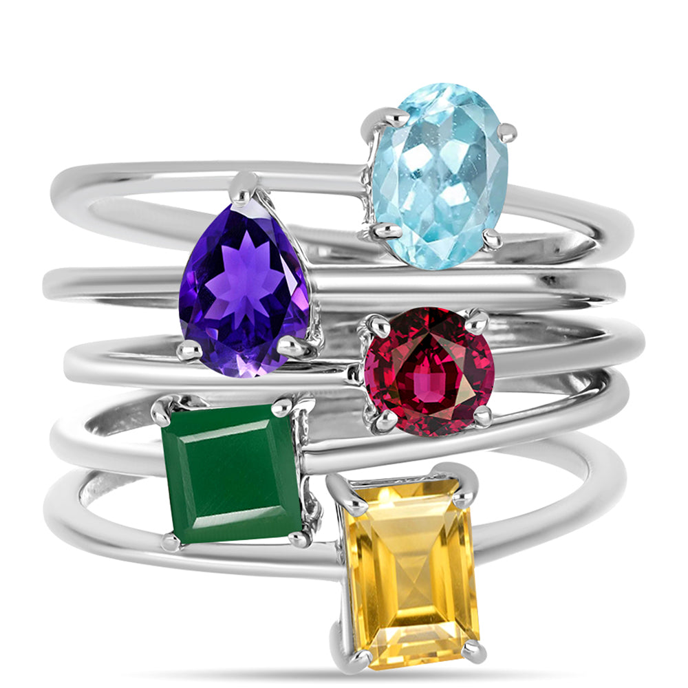 Conjunto de Plata con Amatista de Marruecos y Ágata Verde ( Anillo ) 1 