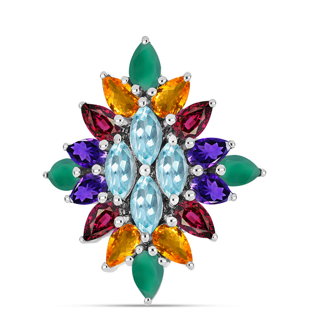 Anillo de Plata con Amatista de Marruecos y Ágata Verde