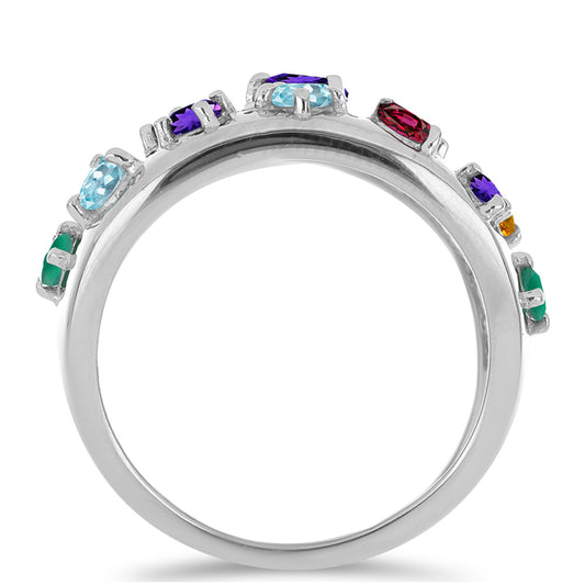 Anillo de Plata con Amatista de Marruecos y Ágata Verde
