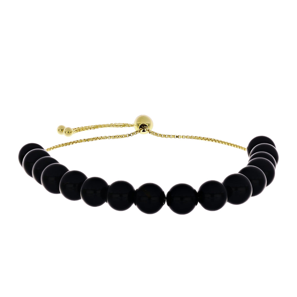 Pulsera de Plata Bañada en Oro con Espinela Negra 1 