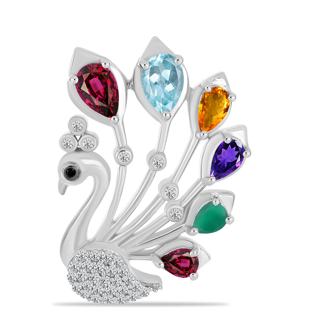 Broche de Plata con Amatista de Marruecos y Ágata Verde