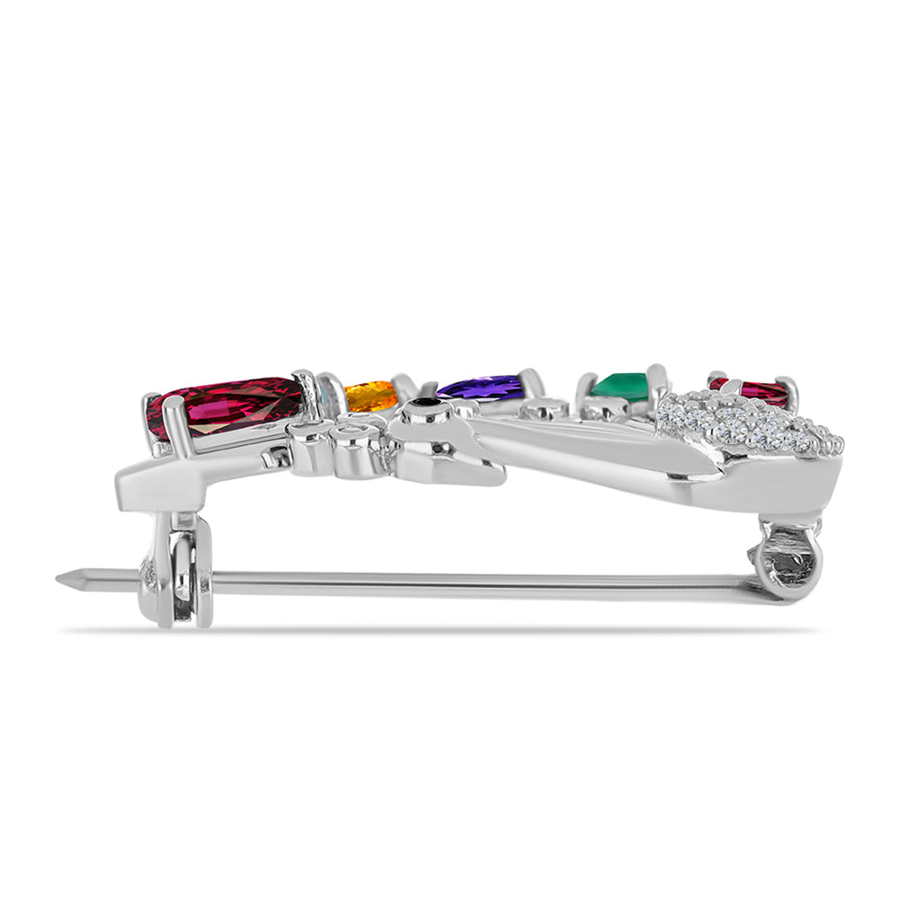 Broche de Plata con Amatista de Marruecos y Ágata Verde