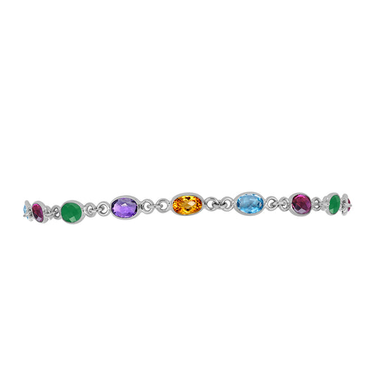 Pulsera de Plata con Amatista de Marruecos y Ágata Verde