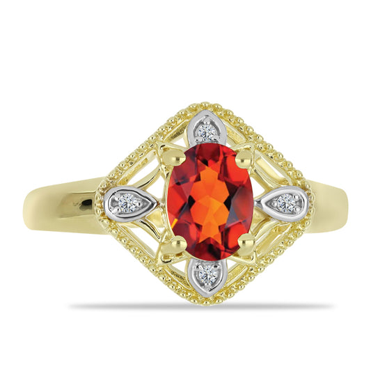 Anillo de Plata Bañada en Oro con Citrino de Madeira y Topacio Blanco