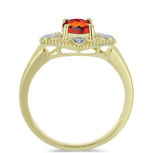 Anillo de Plata Bañada en Oro con Citrino de Madeira y Topacio Blanco