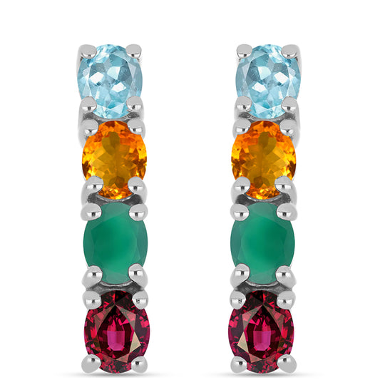 Pendientes de Plata con Ágata Verde y Citrino