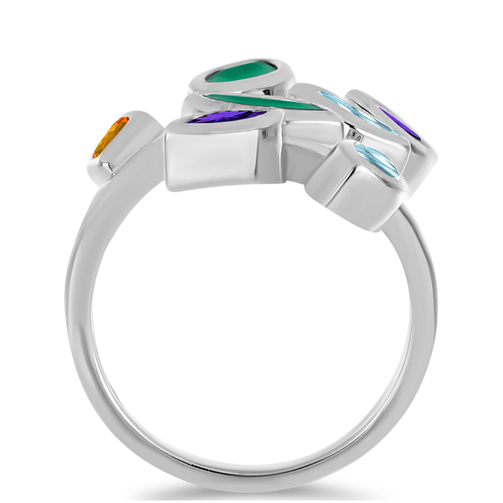 Anillo de Plata con Amatista de Marruecos y Ágata Verde 2 
