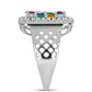 Anillo de Plata con Amatista de Marruecos y Ágata Verde