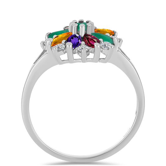 Anillo de Plata con Amatista de Marruecos y Ágata Verde