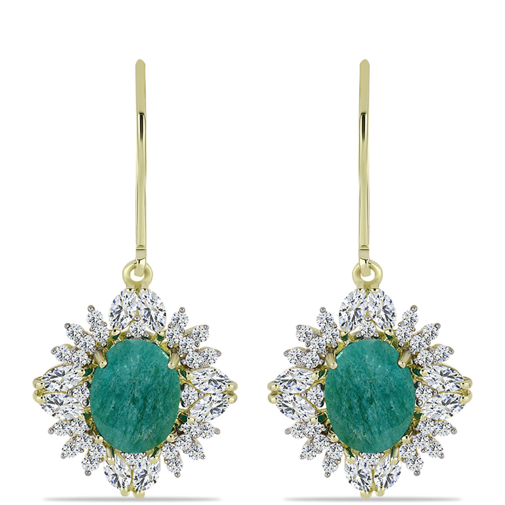 Pendientes de Plata Bañada en Oro con Amazonita y Topacio Blanco 1 