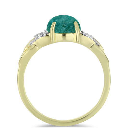 Anillo de Plata Bañada en Oro con Amazonita y Topacio Blanco