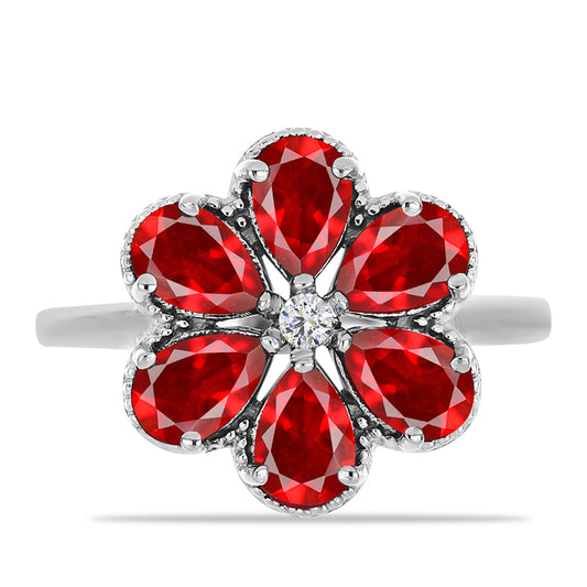 Anillo de Plata con Ágata Roja y Topacio Blanco