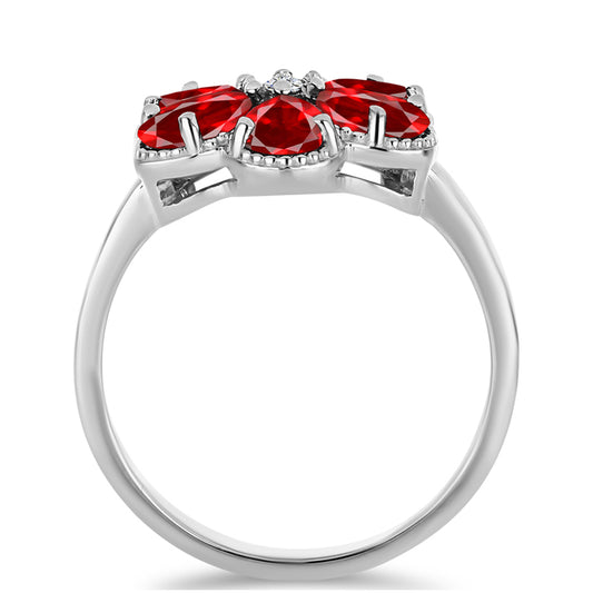 Anillo de Plata con Ágata Roja y Topacio Blanco
