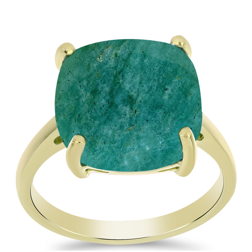 Anillo de Plata Bañada en Oro con Amazonita 3 