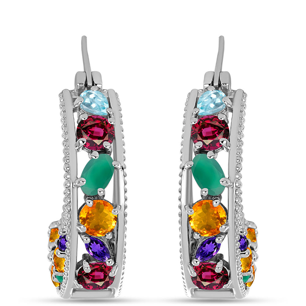 Pendientes de Plata con Amatista de Marruecos y Ágata Verde 1 