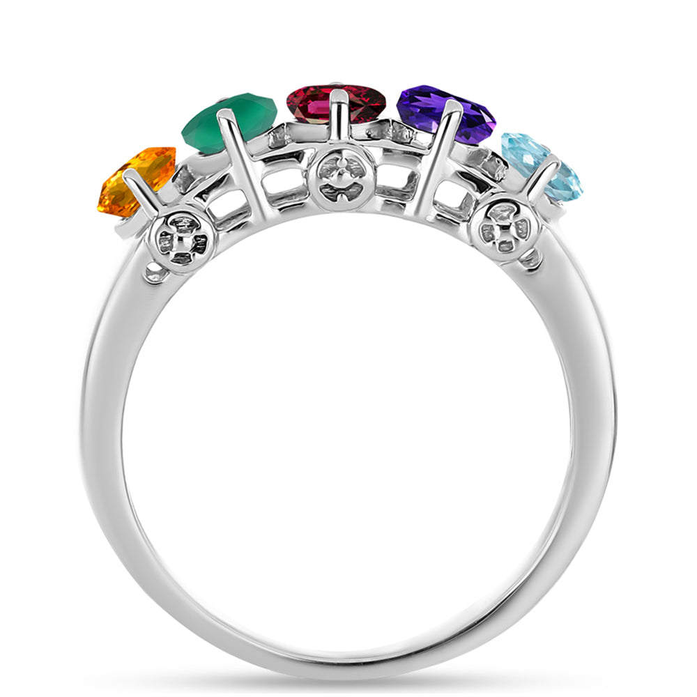 Anillo de Plata con Amatista de Marruecos y Ágata Verde 3 