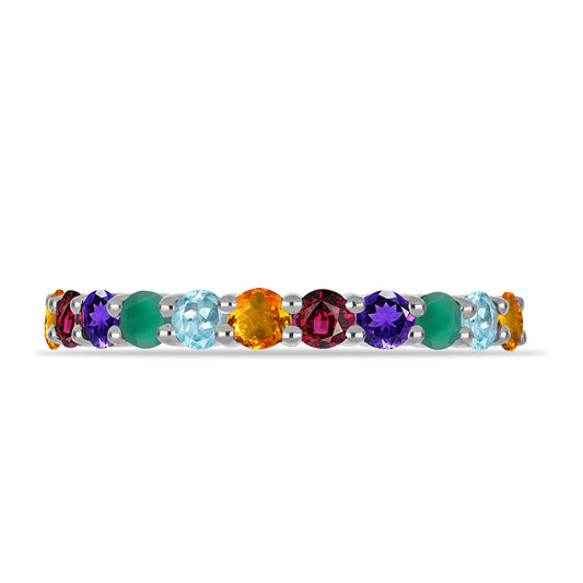 Anillo de Plata con Amatista de Marruecos y Ágata Verde