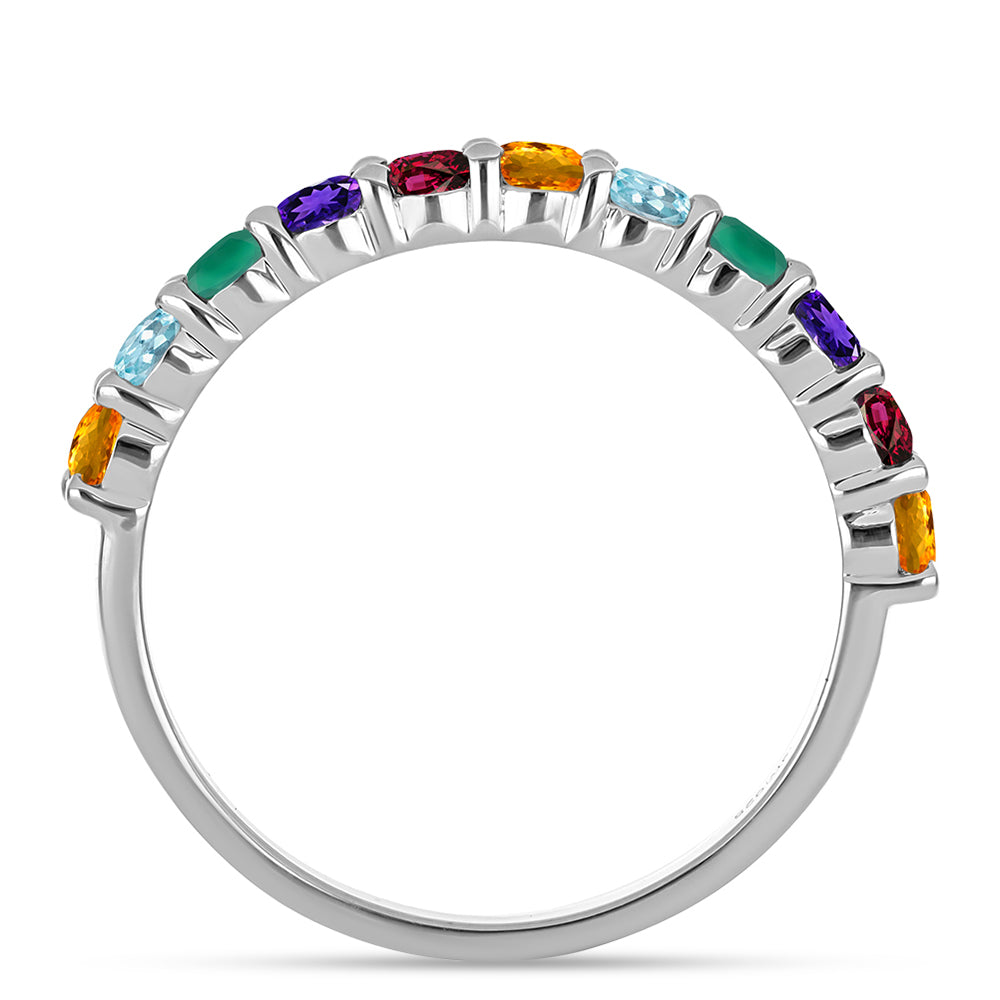 Anillo de Plata con Amatista de Marruecos y Ágata Verde 3 