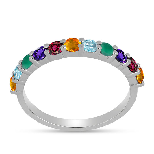 Anillo de Plata con Amatista de Marruecos y Ágata Verde