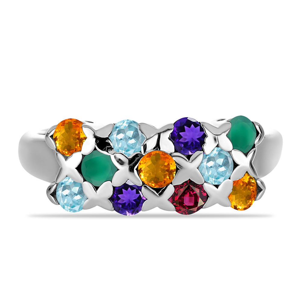 Anillo de Plata con Amatista de Marruecos y Ágata Verde 1 