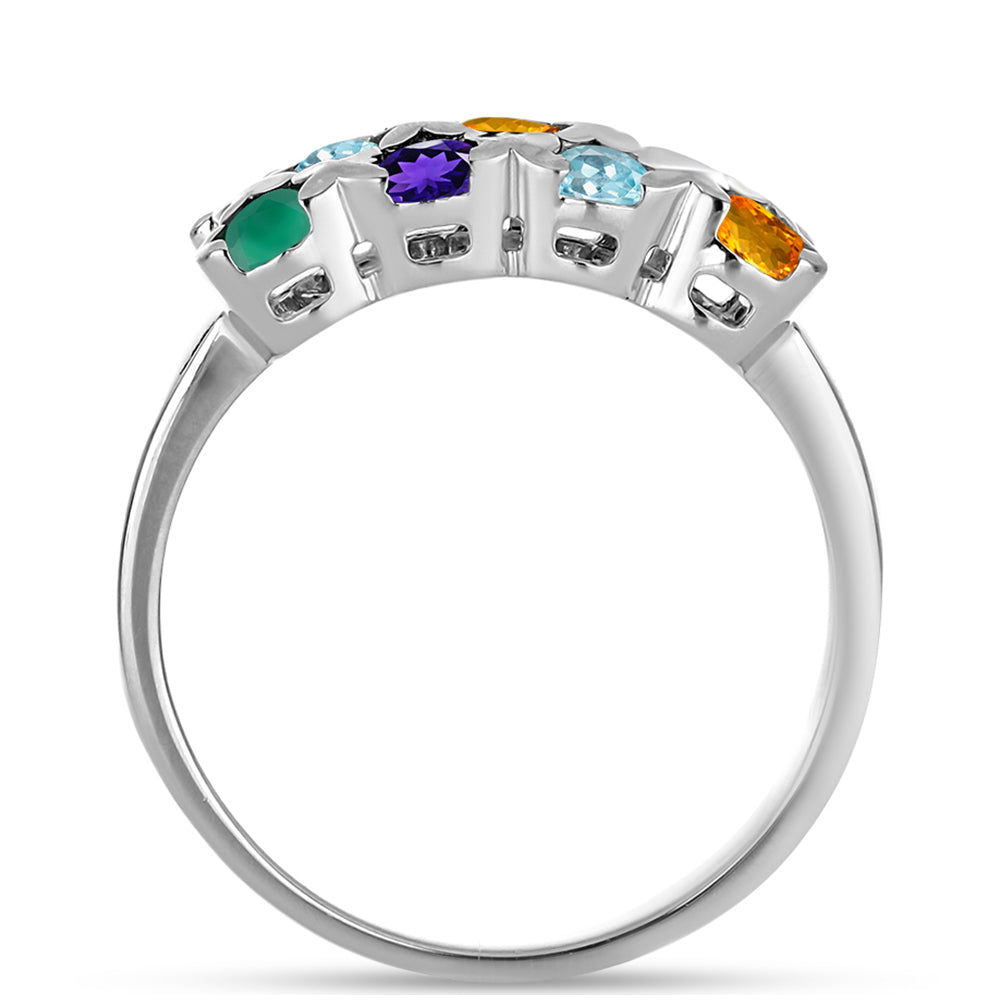 Anillo de Plata con Amatista de Marruecos y Ágata Verde 2 