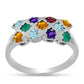 Anillo de Plata con Amatista de Marruecos y Ágata Verde