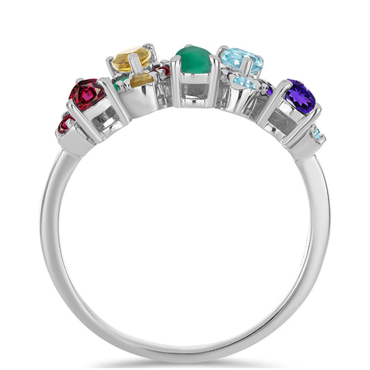 Anillo de Plata con Amatista de Marruecos y Ágata Verde