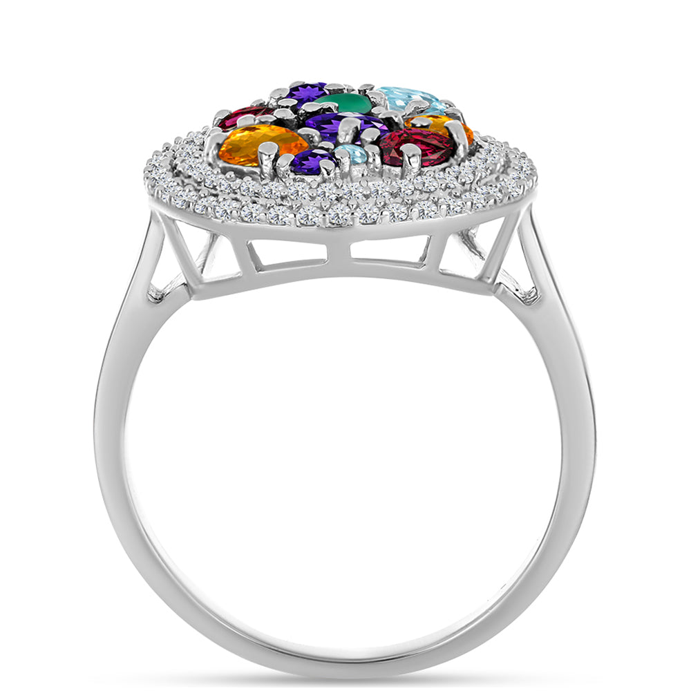Anillo de Plata con Amatista de Marruecos y Ágata Verde 2 