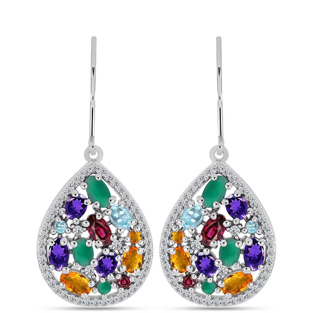 Pendientes de Plata con Amatista de Marruecos y Ágata Verde 1 