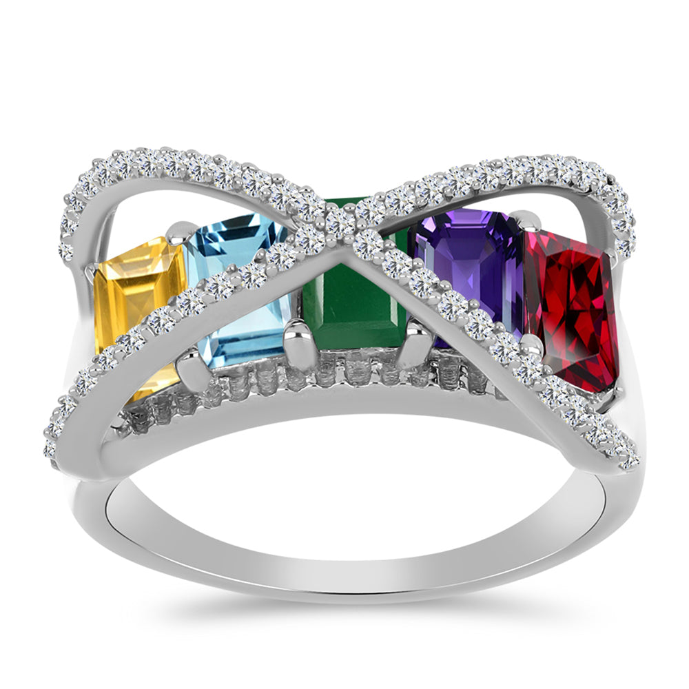 Anillo de Plata con Amatista de Marruecos y Ágata Verde 3 