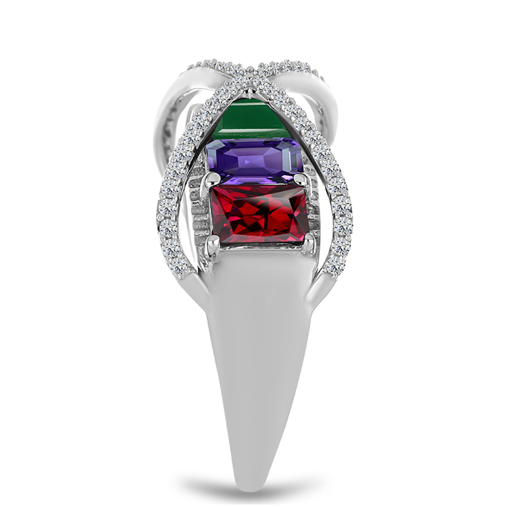 Anillo de Plata con Amatista de Marruecos y Ágata Verde 4 