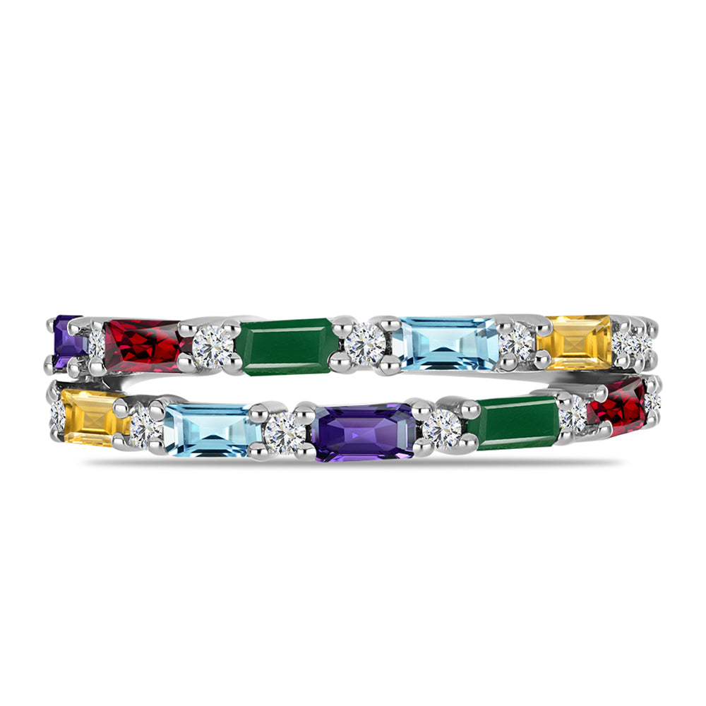 Anillo de Plata con Amatista de Marruecos y Ágata Verde 2 