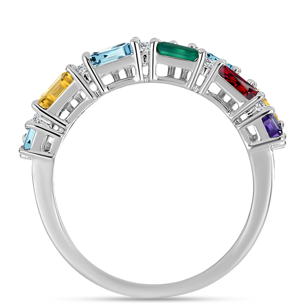 Anillo de Plata con Amatista de Marruecos y Ágata Verde 3 