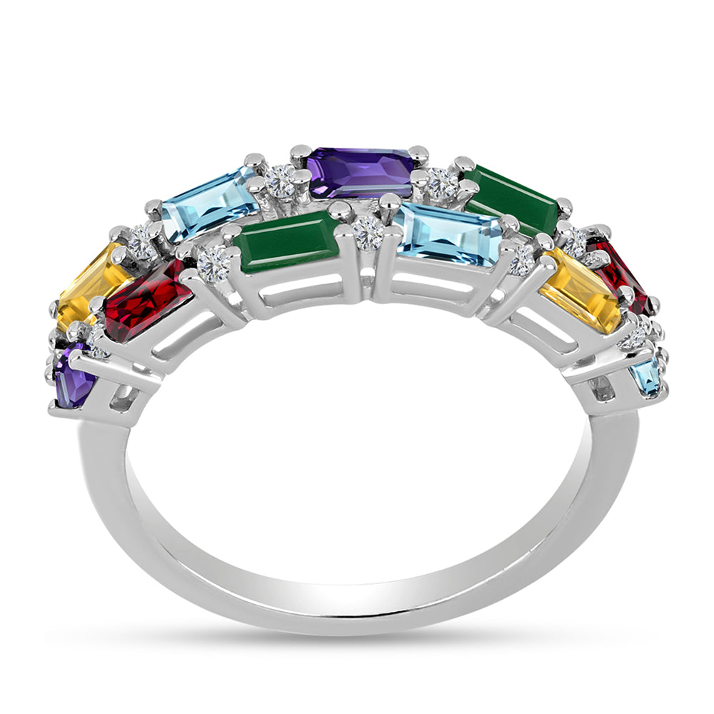 Anillo de Plata con Amatista de Marruecos y Ágata Verde 1 