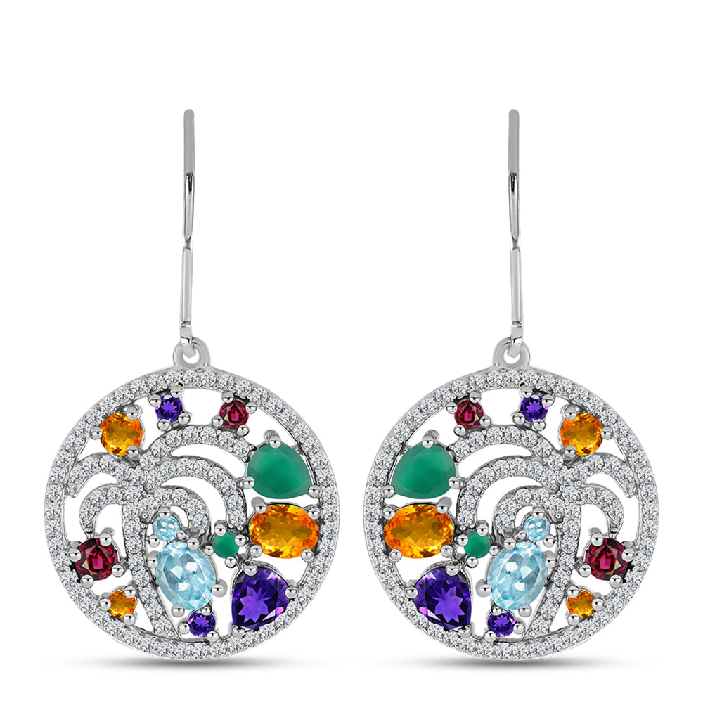 Pendientes de Plata con Amatista de Marruecos y Ágata Verde