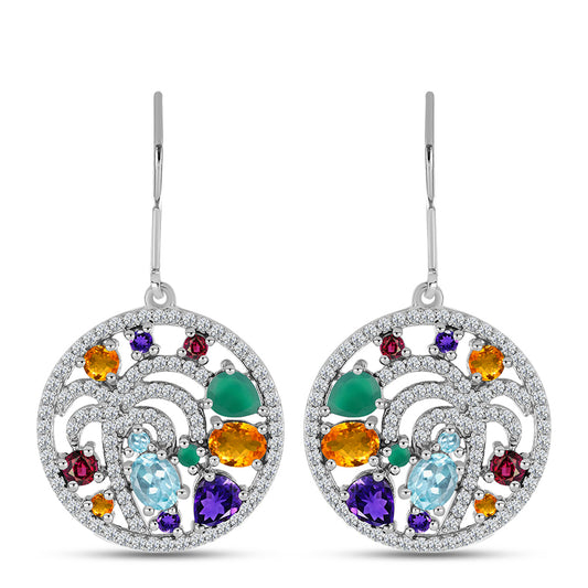 Pendientes de Plata con Amatista de Marruecos y Ágata Verde