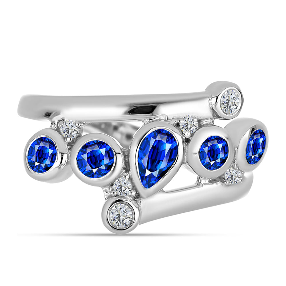 Anillo de Plata con Zafiro Azul Australiano y Topacio Blanco 1 
