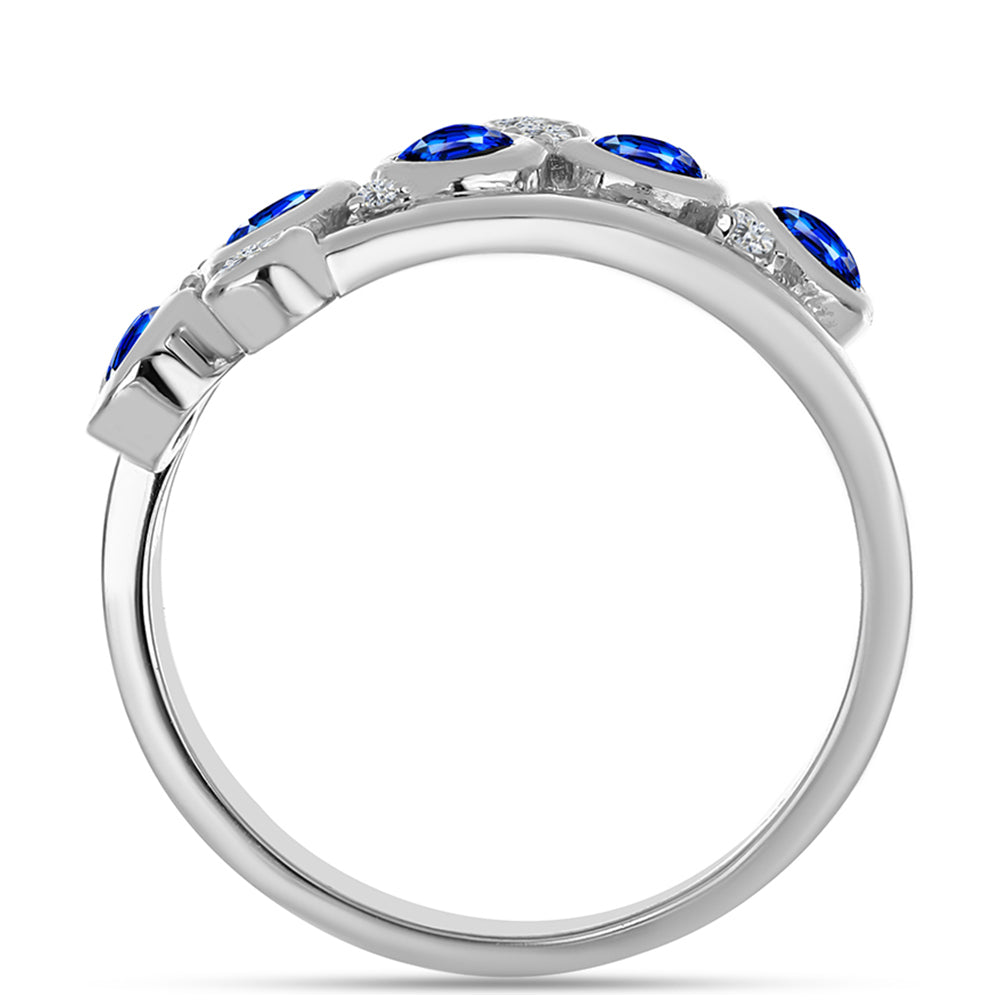 Anillo de Plata con Zafiro Azul Australiano y Topacio Blanco 2 