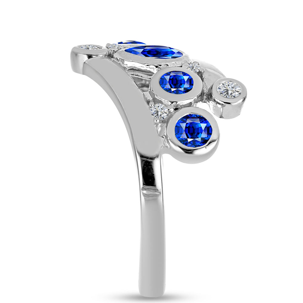Anillo de Plata con Zafiro Azul Australiano y Topacio Blanco 4 