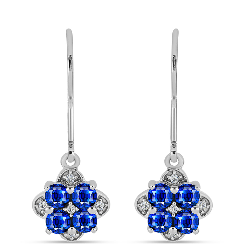 Pendientes de Plata con Zafiro Azul Australiano y Topacio Blanco 1 
