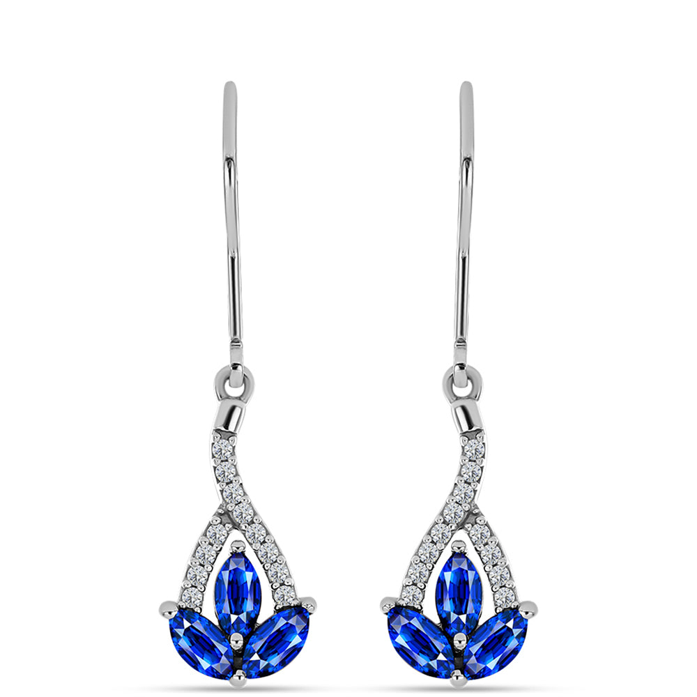Pendientes de Plata con Zafiro Azul Australiano y Topacio Blanco