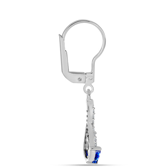 Pendientes de Plata con Zafiro Azul Australiano y Topacio Blanco